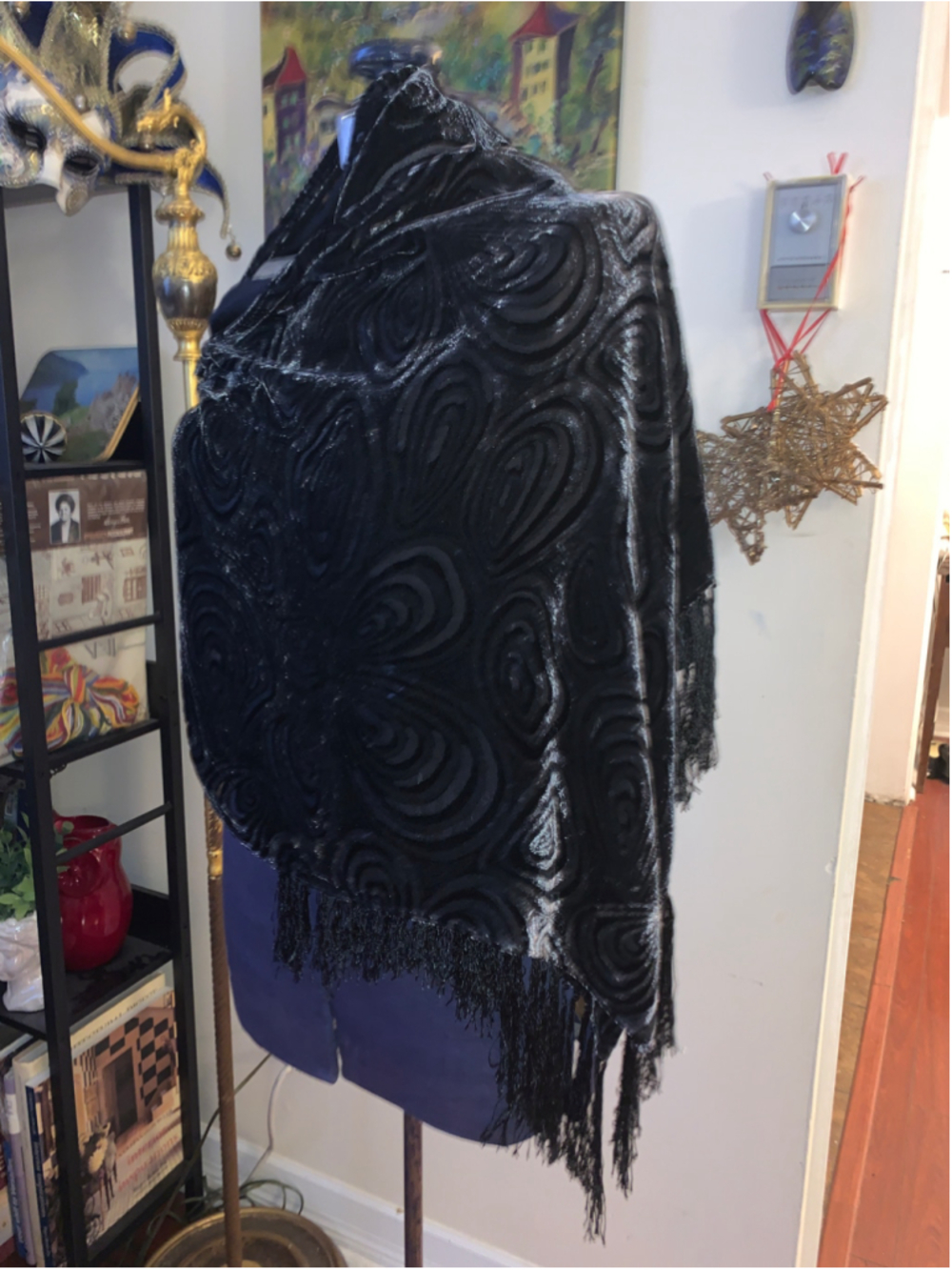 Women's Unbranded Silk Scarf Wrap One Size Black Silver